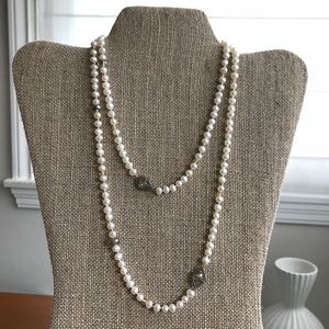 Miguel Ases Pearl and Crystal Necklace